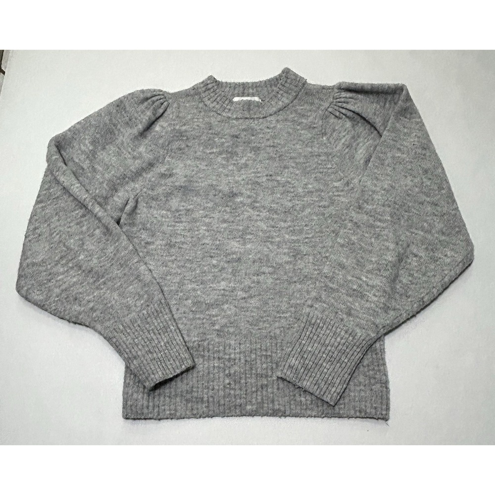 H&M Women's Grey Puffer Sleeve Wool Sweater Size XS